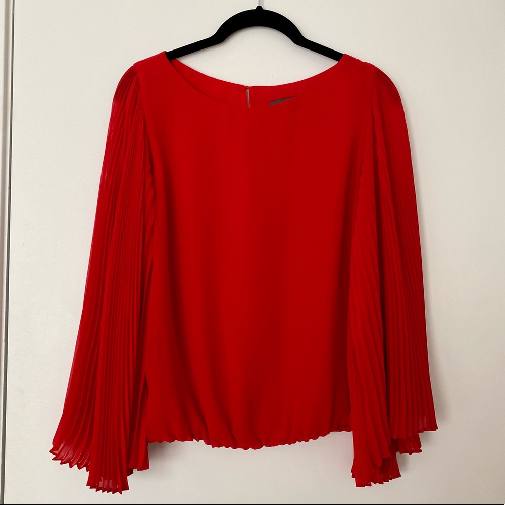 Vince Camuto Red Top with Pleated Sleeves